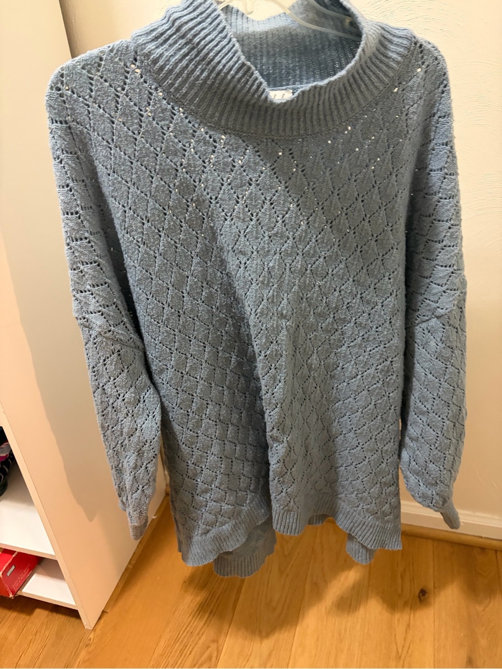 Wonderly Light Blue Pointelle Funnel Neck Sweater